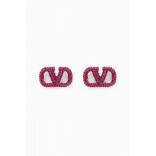 Valentino - Valentino Garavani VLOGO Strass Stud Earrings Pink