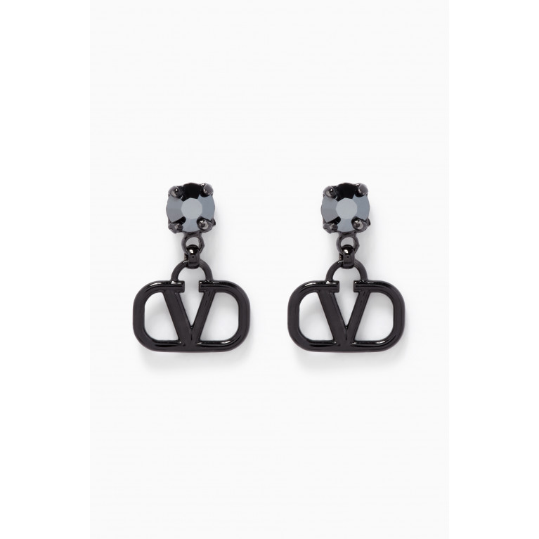 Valentino - Valentino Garavani VLOGO Pendant Earrings in Metal Black