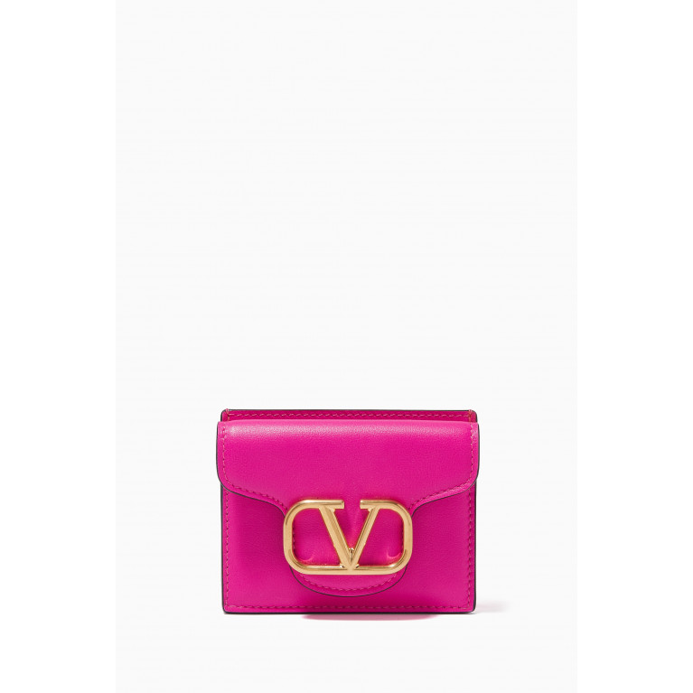 Valentino - Valentino Garavani Loco Card Holder in Calfskin Pink