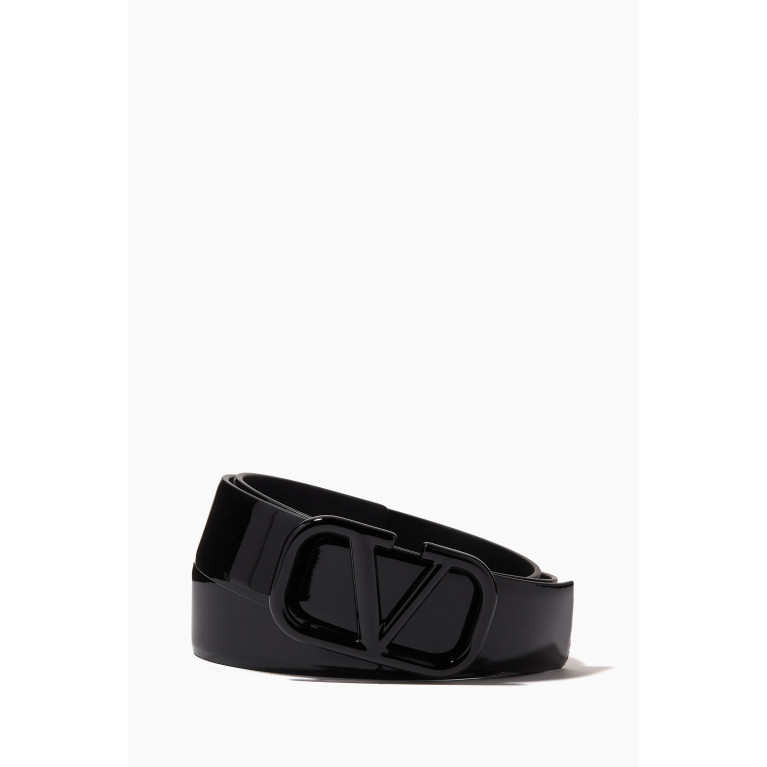 Valentino - VLogo Signature Belt in Patent Leather, 30mm Black