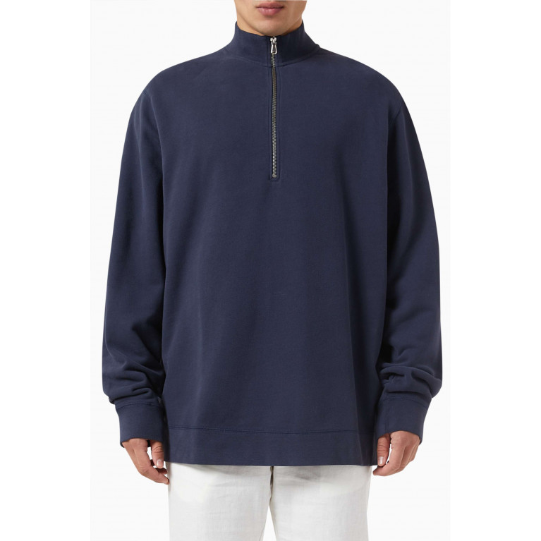 Sunspel - Half Zip Loopback Sweatshirt in Cotton-loopback
