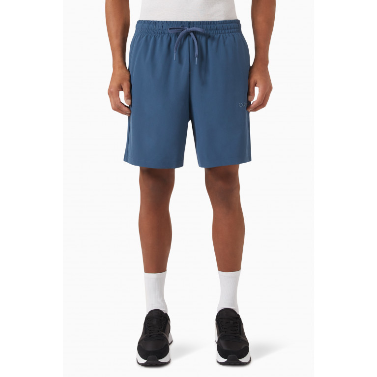 Calvin Klein - Logo Gym Shorts in Technical Stretch Blend Blue