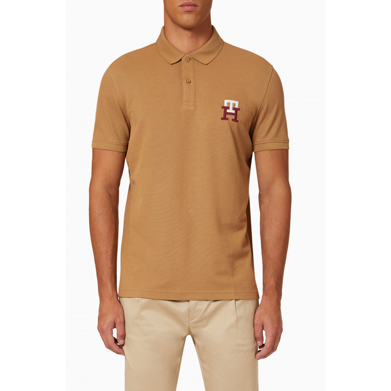 Tommy Hilfiger - TH Monogram Polo Shirt in Organic Cotton Piqué Neutral