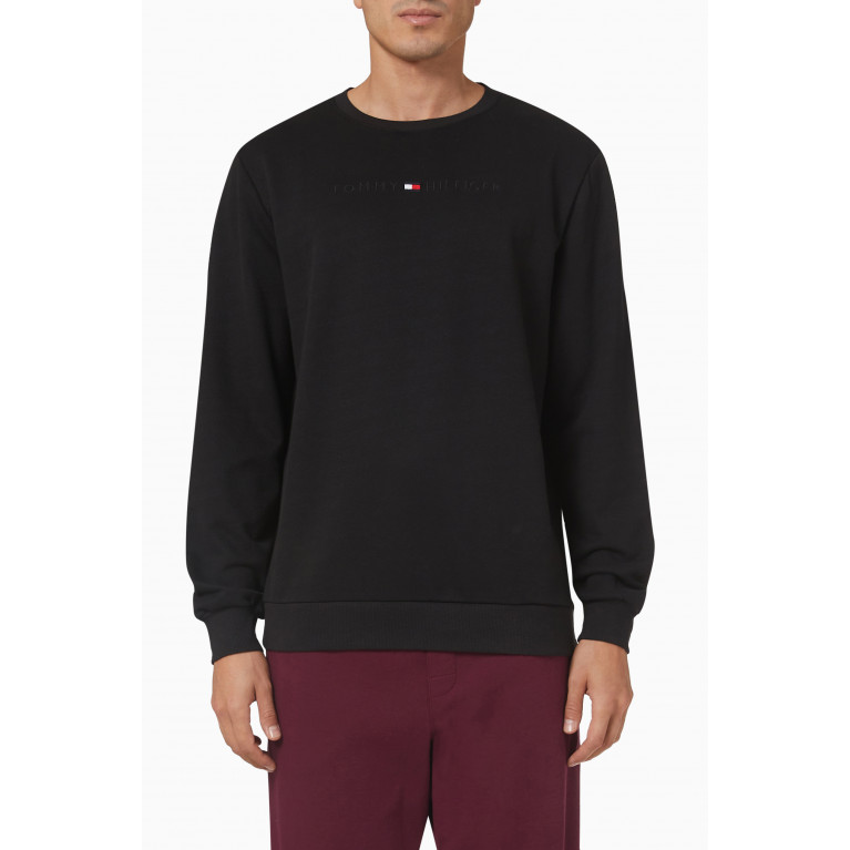 Tommy Hilfiger - Icons Logo Track Sweatshirt in Cotton Blend Black