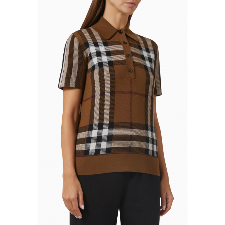 Burberry - Frankie Check Polo Shirt in Merino Wool