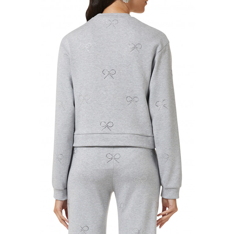 Mach&Mach - Crystal Bow Sweatshirt in Cotton-blend Fleece
