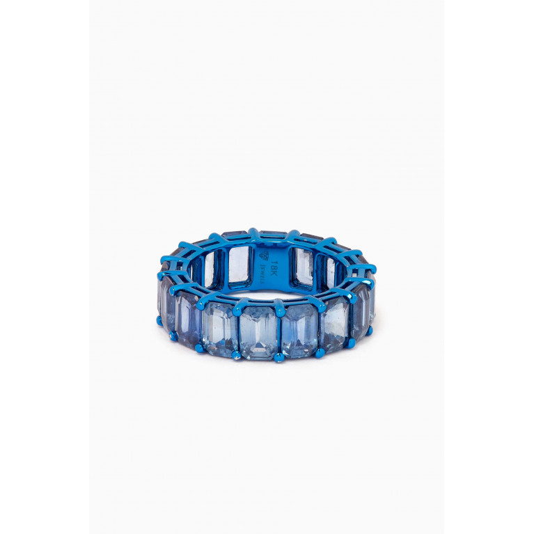 Maison H Jewels - Sapphire Ring in Rhodium-finish 18kt Yellow Gold Blue
