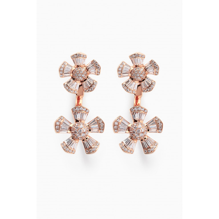 Maison H Jewels - Fluer Double Stud Diamond Earrings in 18kt Rose Gold Rose Gold