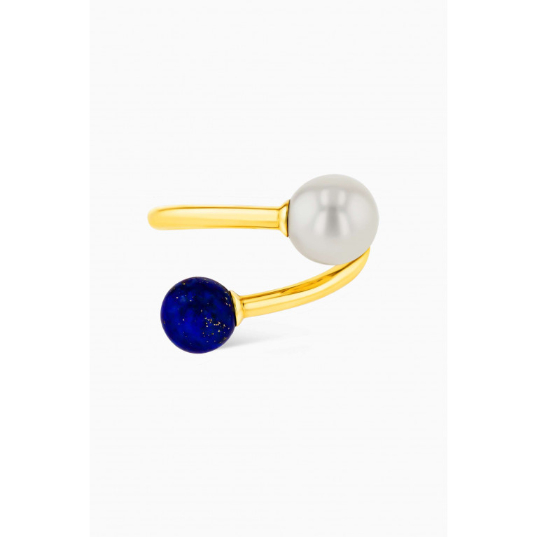 Damas - Kiku Glow Lapis Lazuli Pearl Ring in 18kt Yellow Gold
