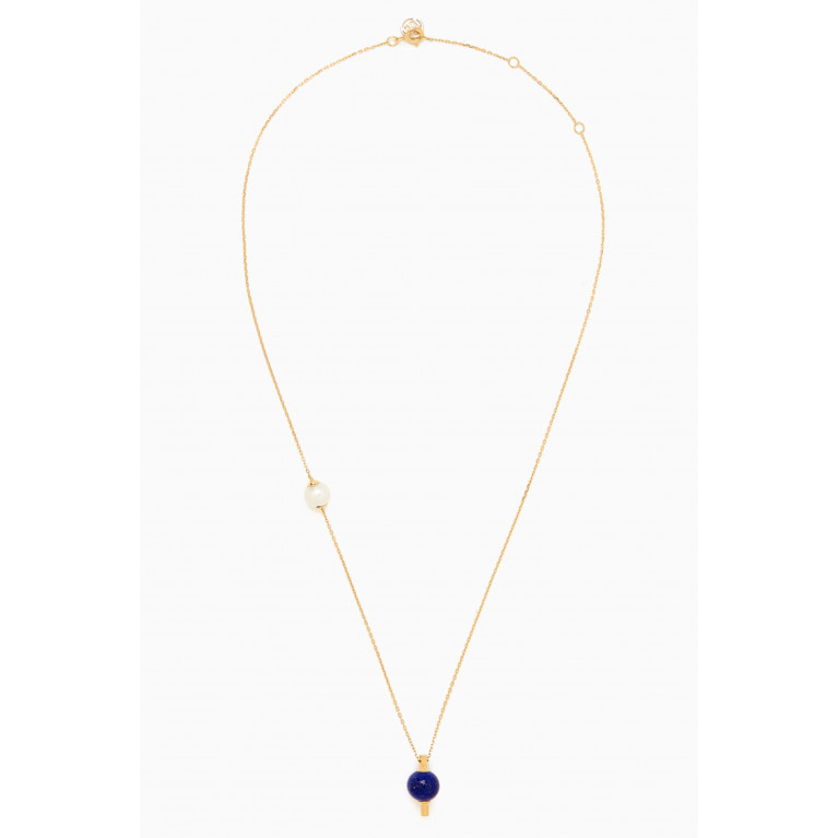 Damas - Kiku Glow Lapiz Lazuli Dangle Necklace in 18kt Yellow Gold