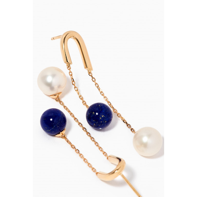 Damas - Kiku Glow Lapis Lazuli Pearl Drop Earrings in 18kt Yellow Gold