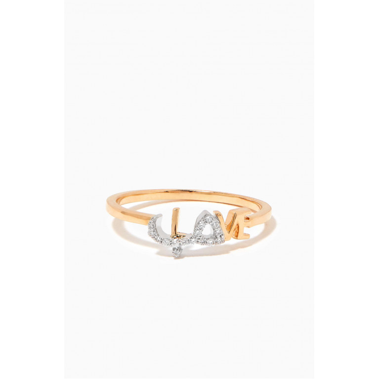 Damas - Key of Hope Love حب Diamond Ring in 18kt Yellow Gold