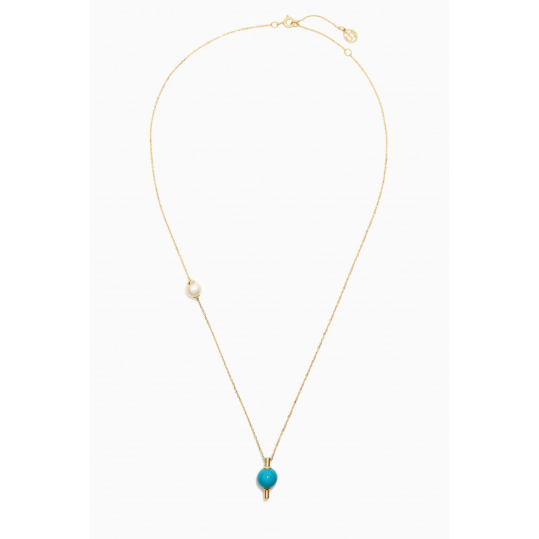 Damas - Kiku Glow Turquoise Pearl Necklace in 18kt Yellow Gold