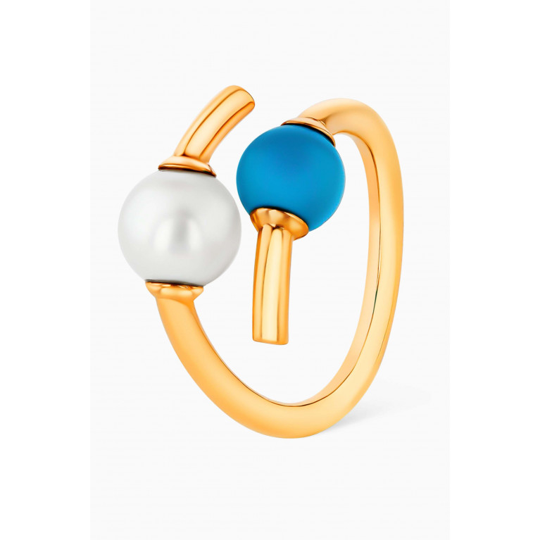 Damas - Kiku Glow Turquoise Pearl Ring in 18kt Yellow Gold