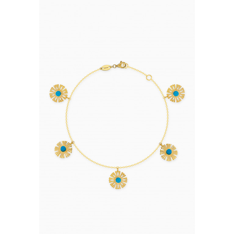 Damas - Farfasha Sunkiss Turquoise Anklet in 18kt Yellow Gold