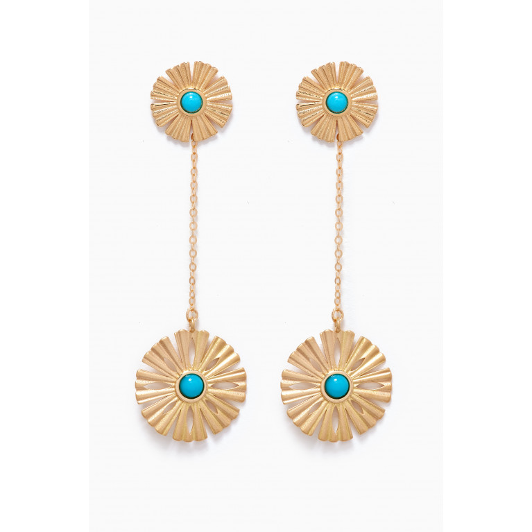 Damas - Farfasha Sunkiss Turquoise Drop Earrings in 18kt Gold
