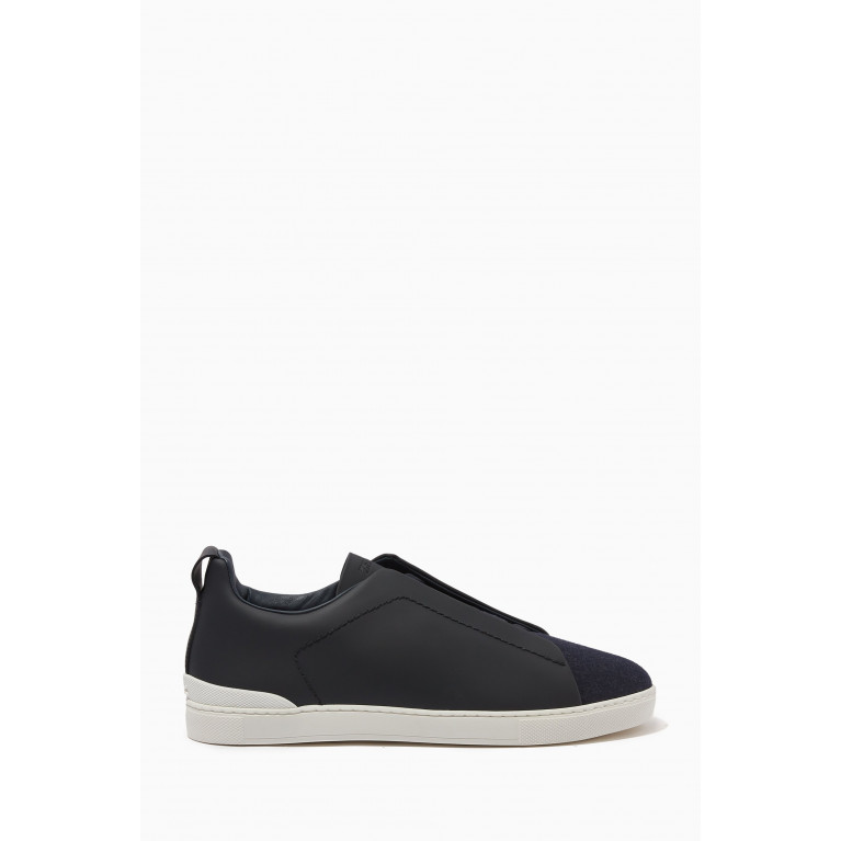 Zegna - Triple Stitch™ Low-top Sneakers in Leather & Flannel
