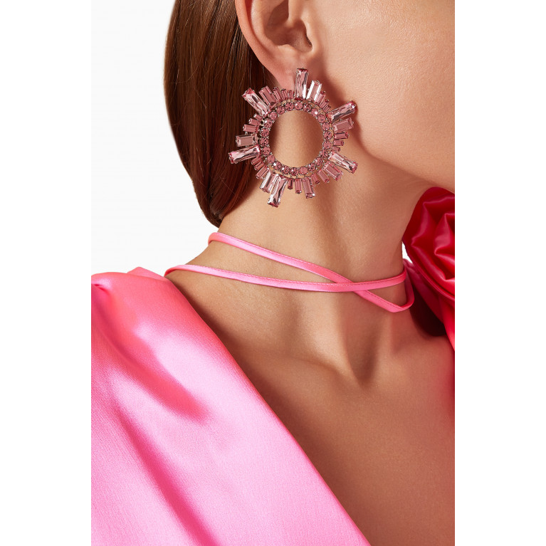 Amina Muaddi - Begum Crystal Stud Earrings Pink