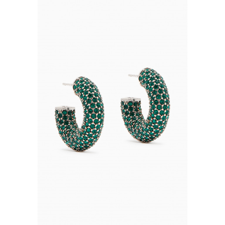 Amina Muaddi - Mini Cameron Crystal Hoop Earrings Green
