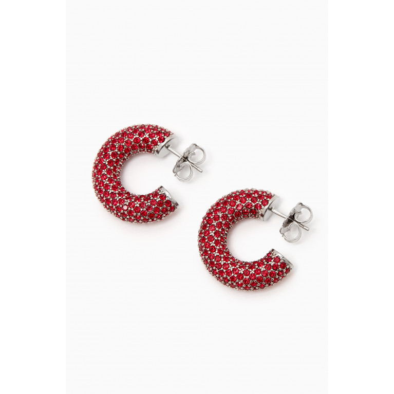Amina Muaddi - Mini Cameron Crystal Hoop Earrings Pink