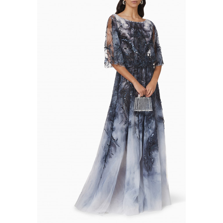 Saiid Kobeisy - Sequin-embellished Cape Dress in Tulle