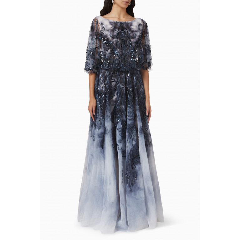 Saiid Kobeisy - Sequin-embellished Cape Dress in Tulle