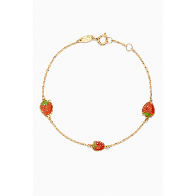 Damas - Lydia Strawberries Enamel Bracelet in 18kt Yellow Gold