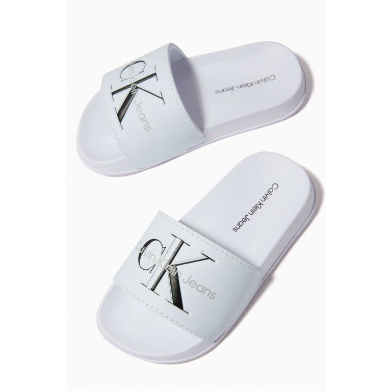 Calvin Klein - Logo Slides in Rubber & Synthetic Leather