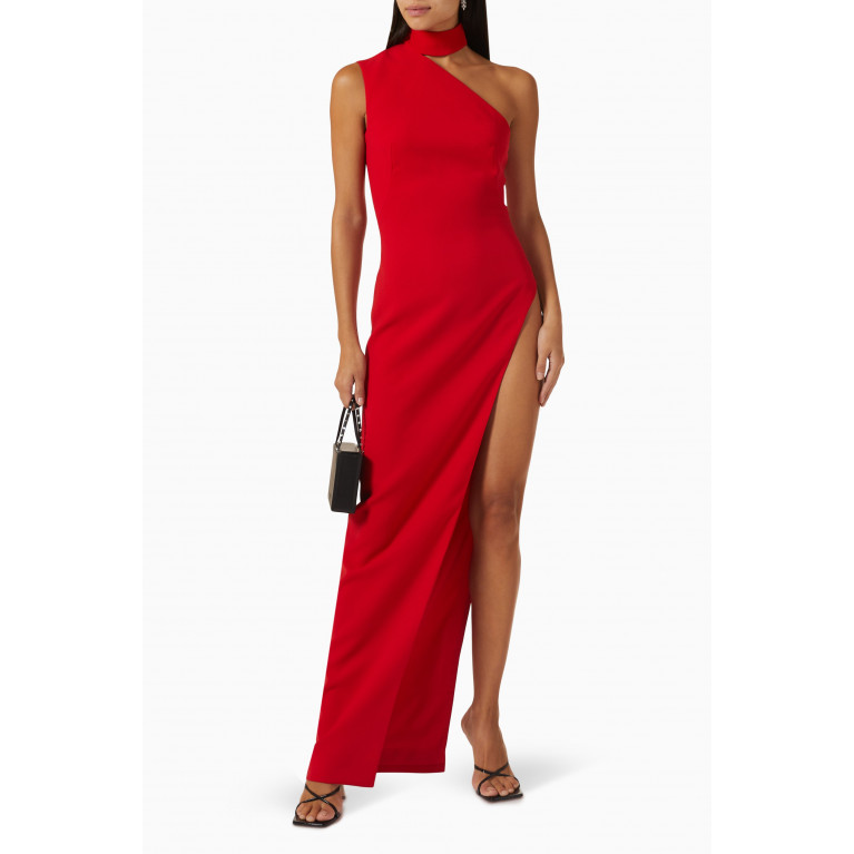 Monot - High Neck Cutout Maxi Dress in Crepe