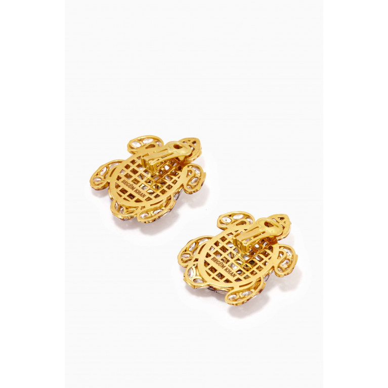 Begum Khan - Tortoise Clip Earrings in 24kt Gold-plated Bronze