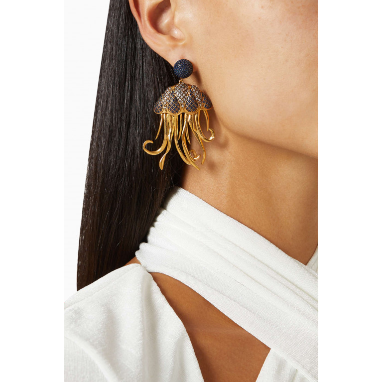 Begum Khan - Jellyfish Earrings in 24kt Gold-plated Bronze