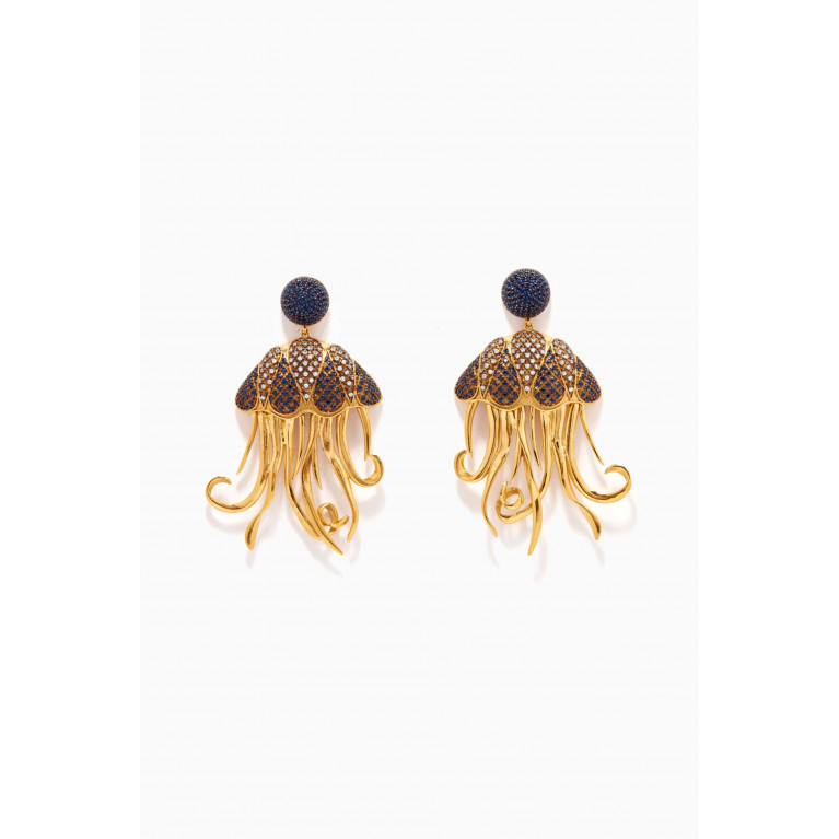 Begum Khan - Jellyfish Earrings in 24kt Gold-plated Bronze