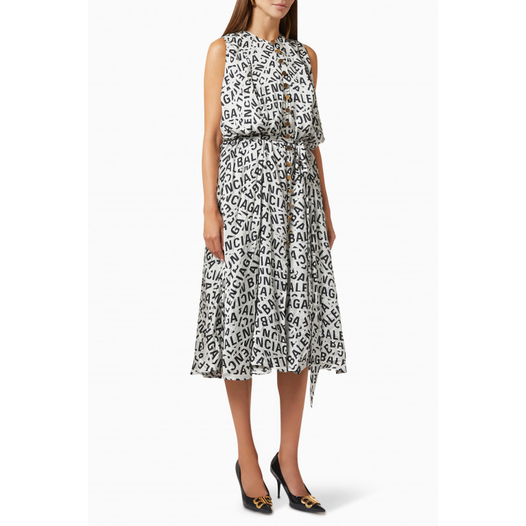 Balenciaga - All-over Logo-print Midi Dress in Silk