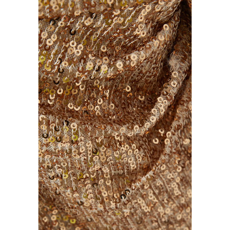 Badgley Mischka - Asymmetrical Midi Dress in Stretch Sequin
