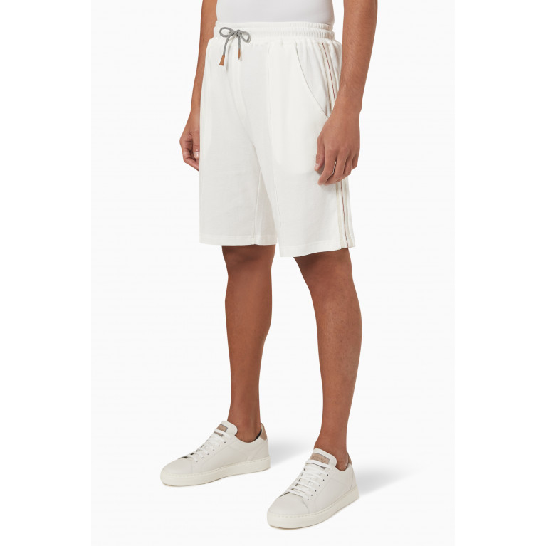 NASS - Striped Bermuda Shorts in Fleece White
