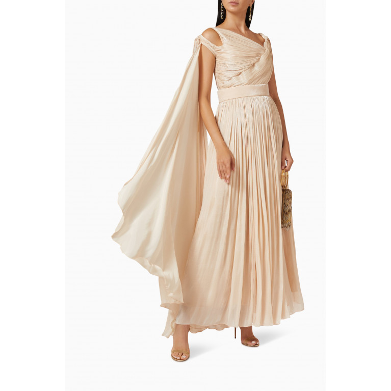 NASS - Cut-out Dress in Shimmer Crinkle Chiffon Gold