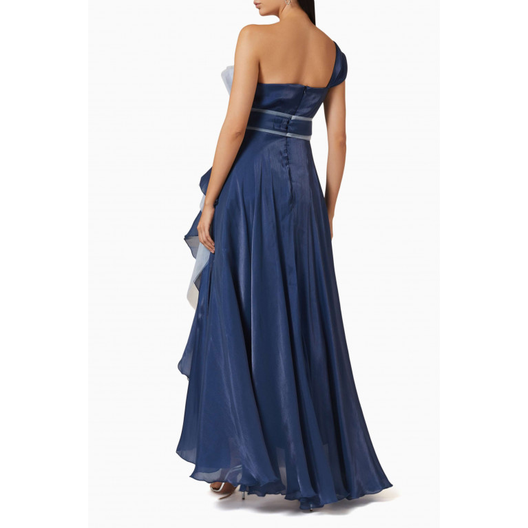 NASS - Flounce Dress in Shimmer Crinkle Chiffon & Tulle Blue