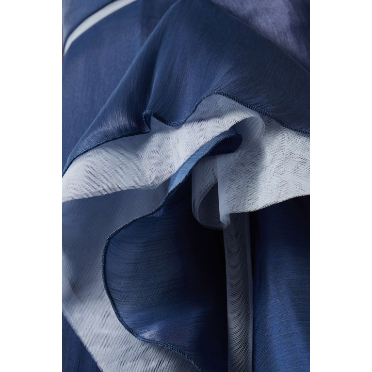 NASS - Flounce Dress in Shimmer Crinkle Chiffon & Tulle Blue