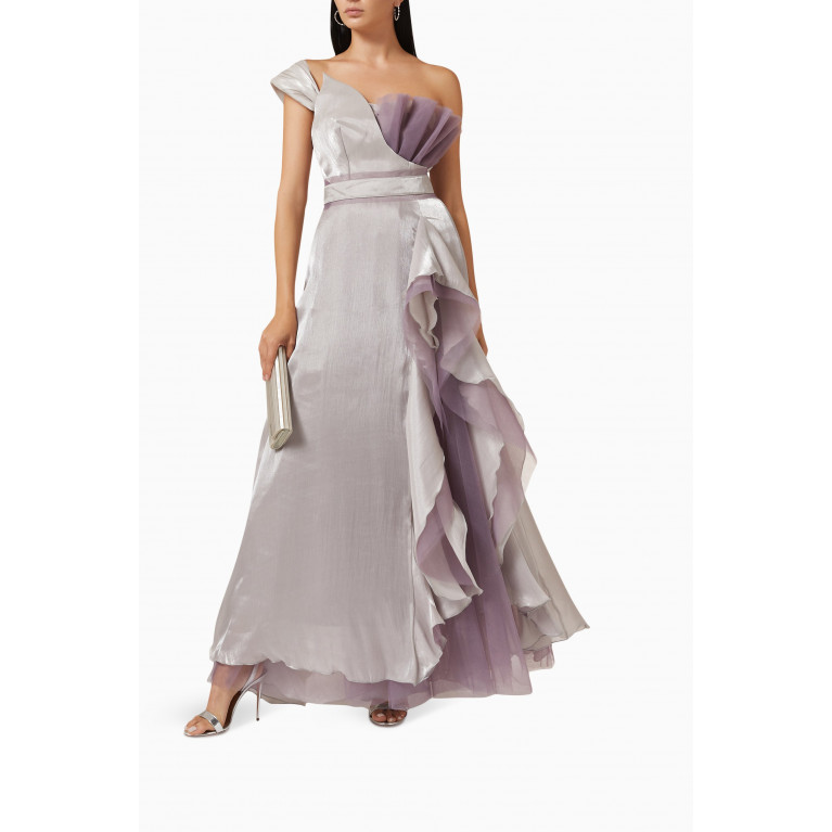 NASS - Flounce Dress in Shimmer Crinkle Chiffon & Tulle Purple