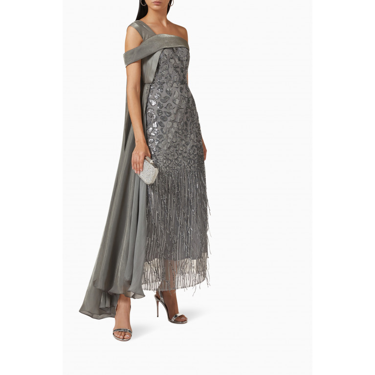 NASS - Cold-shoulder Dress in Sequin Tulle Grey