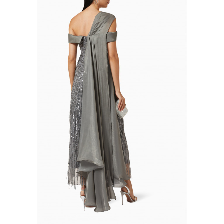NASS - Cold-shoulder Dress in Sequin Tulle Grey
