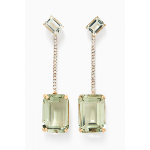 Mateo New York - Amethyst & Diamond Drop Earrings in 14kt Yellow Gold Green
