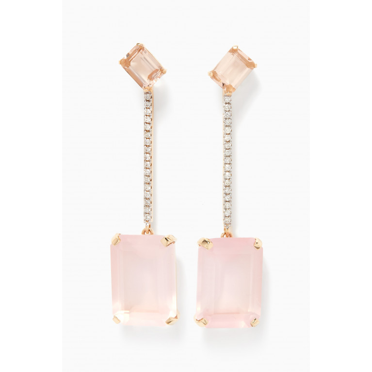 Mateo New York - Morganite & Diamond Drop Earrings in 14kt Yellow Gold Pink