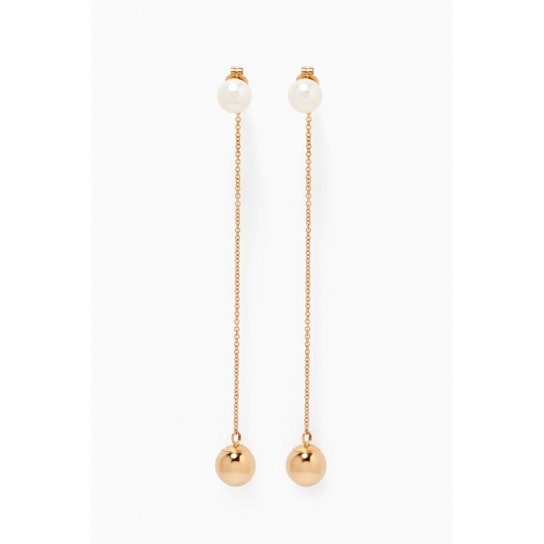 Mateo New York - Pearl Ball Drop Earrings in 14kt Yellow Gold