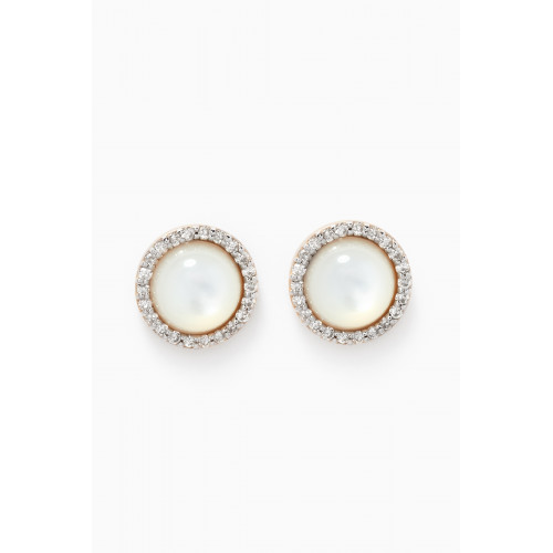 Mateo New York - Mother of Pearl & Diamond Stud Earrings in 14kt Yellow Gold