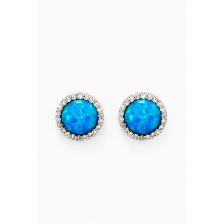 Mateo New York - Opal & Diamond Stud Earrings in 14kt Yellow Gold