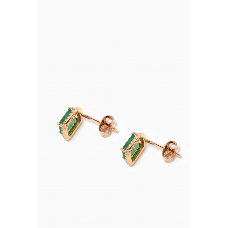 Mateo New York - Muzo Columbian Emerald & Diamond Stud Earrings in 14kt Yellow Gold
