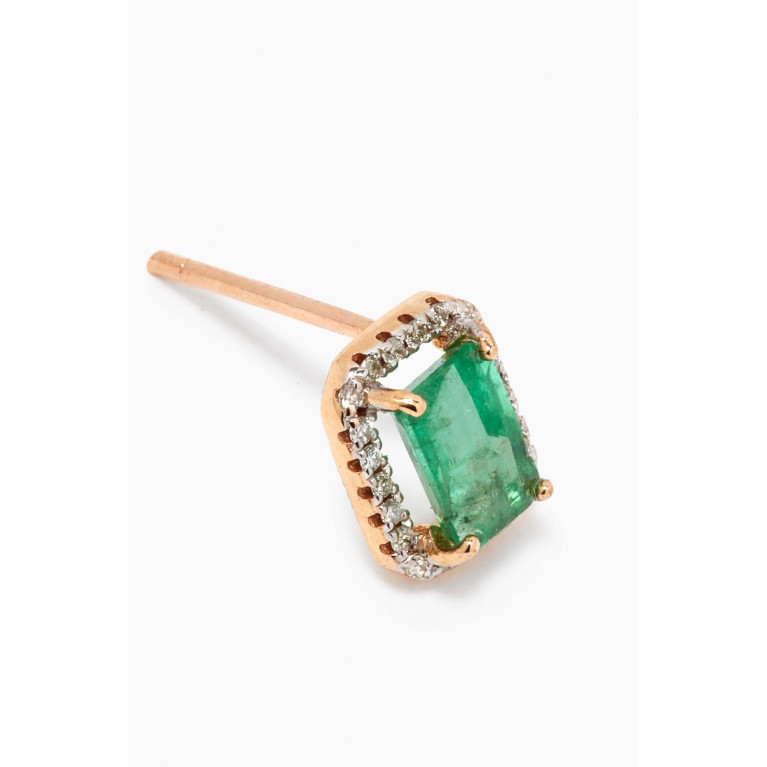 Mateo New York - Muzo Columbian Emerald & Diamond Stud Earrings in 14kt Yellow Gold