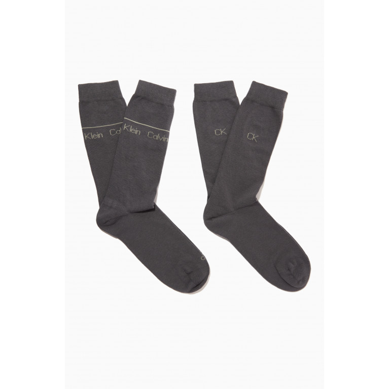 Calvin Klein - Classic Crew Socks in Cotton, Set of 2 Grey