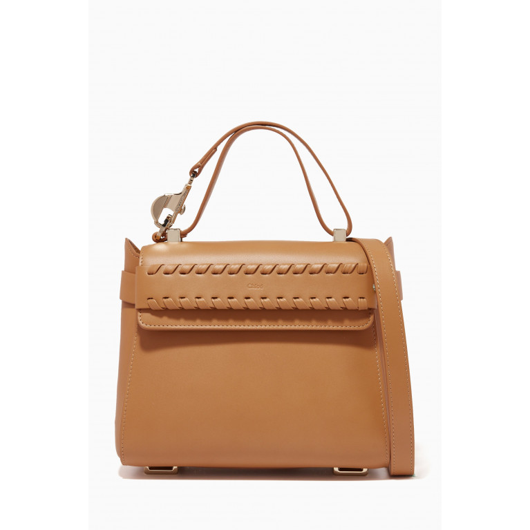 Chloé - Small Nacha Shoulder Bag in Leather Neutral